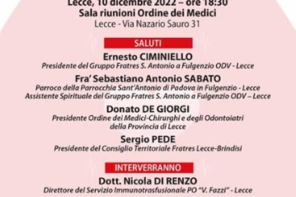 A Lecce un incontro formativo sulla donazione di sangue